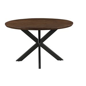 Macy-table à manger ronde 4 personnes 130 cm en bois massif brun