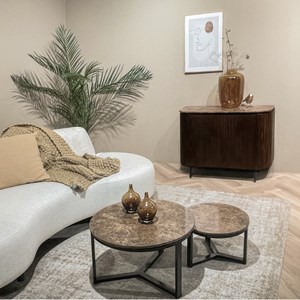 Milano-table basse ronde 60 cm en marbre emperador