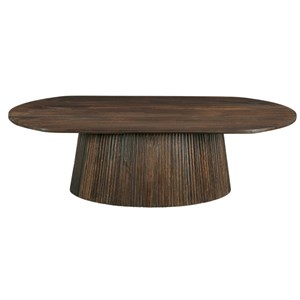 Sienne-table basse ovale en bois massif brun