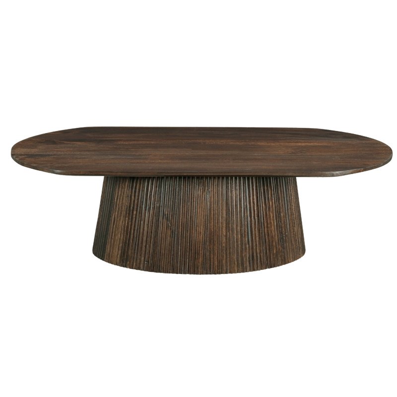 Sienne-table basse ovale en bois massif brun