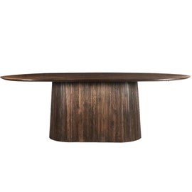 Sienne-table à manger ovale 10 personnes 230 cm en bois massif brun