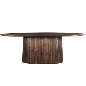 Sienne-table à manger ovale 10 personnes 230 cm en bois massif brun