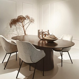 Sienne-table à manger ovale 10 personnes 230 cm en bois massif brun