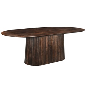 Sienne-table à manger ovale 10 personnes 230 cm en bois massif brun