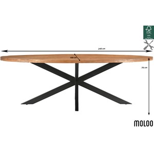 Bari-table à manger ovale 10 personnes 240 cm en bois massif