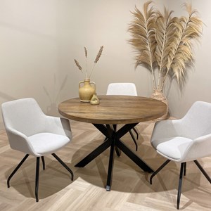Bari-table à manger ronde 4 personnes d130 cm en bois massif