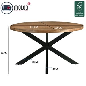 Bari-table à manger ronde 4 personnes d130 cm en bois massif