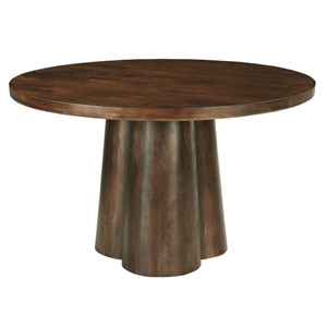 Figari-table à manger ronde 4 personnes d130 cm bois brun