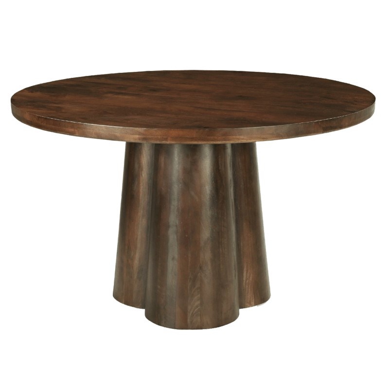 Figari-table à manger ronde 4 personnes d130 cm bois brun