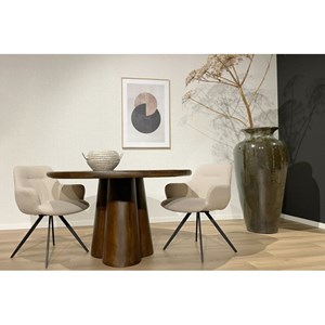 Figari-table à manger ronde 4 personnes d130 cm bois brun