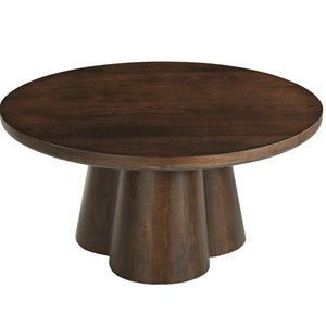 Figari-table basse ronde 80 cm en bois massif teinté brun