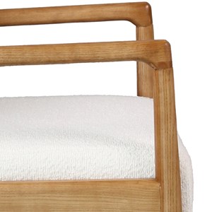 Alban-fauteuil de table en frêne naturel et tissu curly ecru (x2)