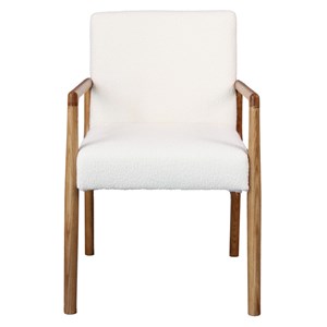 Alban-fauteuil de table en frêne naturel et tissu curly ecru (x2)