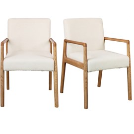 Alban-fauteuil de table en frêne naturel et tissu trendy ecru (x2)