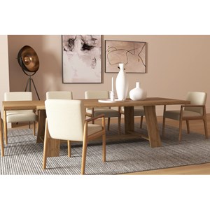 Alban-fauteuil de table en frêne naturel et tissu trendy ecru (x2)