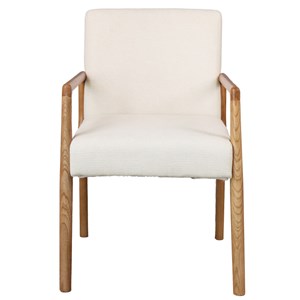Alban-fauteuil de table en frêne naturel et tissu trendy ecru (x2)