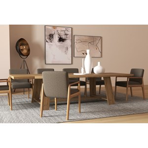 Alban-fauteuil de table en frêne naturel et tissu trendy taupe (x2)