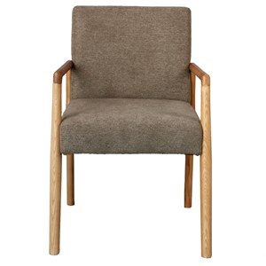 Alban-fauteuil de table en frêne naturel et tissu trendy taupe (x2)