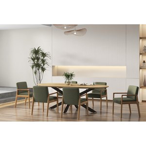 Alban-fauteuil de table en frêne naturel et tissu trendy sauge (x2)