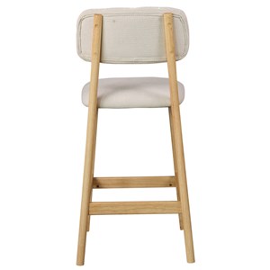 Cliff-tabouret de bar en bois naturel et tissu trendy ecru (x2)