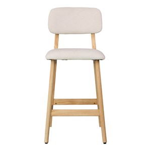 Cliff-tabouret de bar en bois naturel et tissu trendy ecru (x2)