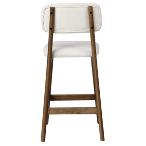 Cliff-tabouret de bar en bois patiné noyer et tissu trendy ecru (x2)