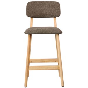Cliff-tabouret de bar en bois naturel et tissu trendy taupe (x2)