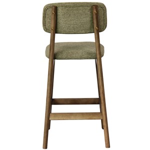 Cliff-tabouret de bar en bois patiné noyer et tissu trendy sauge(x2)
