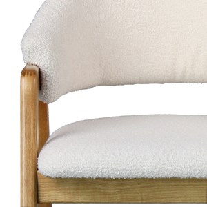 Wool-chaise en frêne naturel et tissu curly ecru (x2)