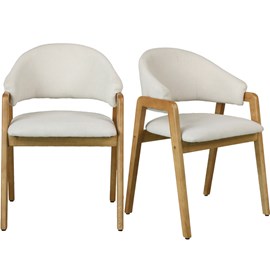 Wool-chaise en frêne naturel et tissu trendy ecru (x2)