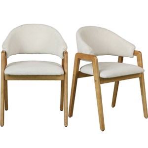 Wool-chaise en frêne naturel et tissu trendy ecru (x2)