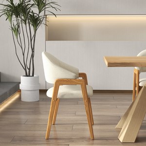 Wool-chaise en frêne naturel et tissu trendy ecru (x2)