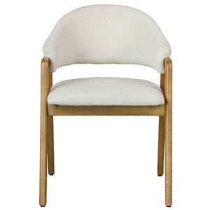 Wool-chaise en frêne naturel et tissu trendy ecru (x2)