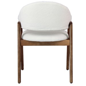 Wool-chaise en frêne patiné noyer et tissu curly ecru (x2)