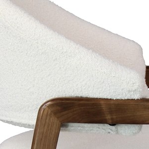 Wool-chaise en frêne patiné noyer et tissu curly ecru (x2)