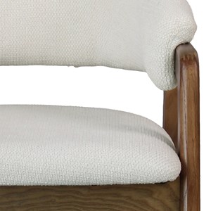 Wool-chaise en frêne patiné noyer et tissu trendy ecru (x2)