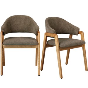 Wool-chaise en frêne naturel et tissu trendy taupe (x2)