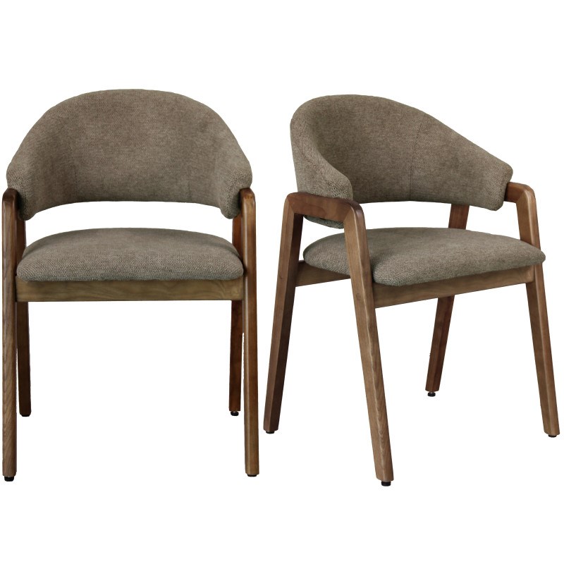 Moloo - Wool-chaise en frêne patiné noyer et tissu trendy taupe (x2)