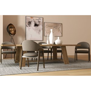 Wool-chaise en frêne patiné noyer et tissu trendy taupe (x2)