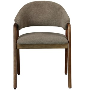 Wool-chaise en frêne patiné noyer et tissu trendy taupe (x2)