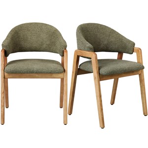 Wool-chaise en frêne naturel et tissu trendy sauge (x2)