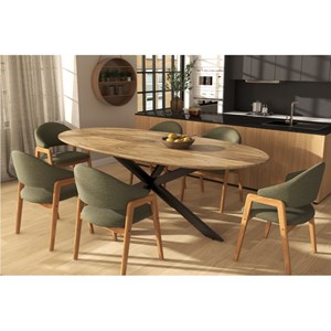 Wool-chaise en frêne naturel et tissu trendy sauge (x2)