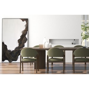 Wool-chaise en frêne patiné noyer et tissu trendy sauge (x2)