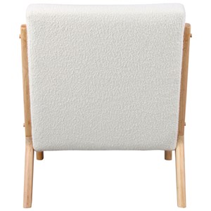 Zack-fauteuil en bois naturel tissu curly ecru