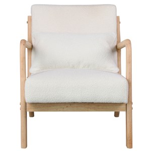 Zack-fauteuil en bois naturel tissu curly ecru