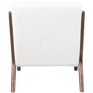 Zack-fauteuil en bois patiné noyer tissu curly ecru