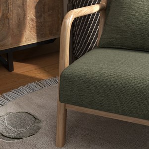 Zack-fauteuil en bois naturel et tissu trendy sauge