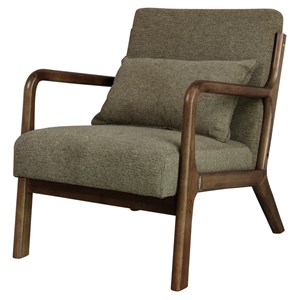 Zack-fauteuil en bois patiné noyer et tissu trendy sauge