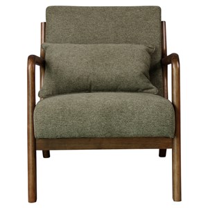 Zack-fauteuil en bois patiné noyer et tissu trendy sauge