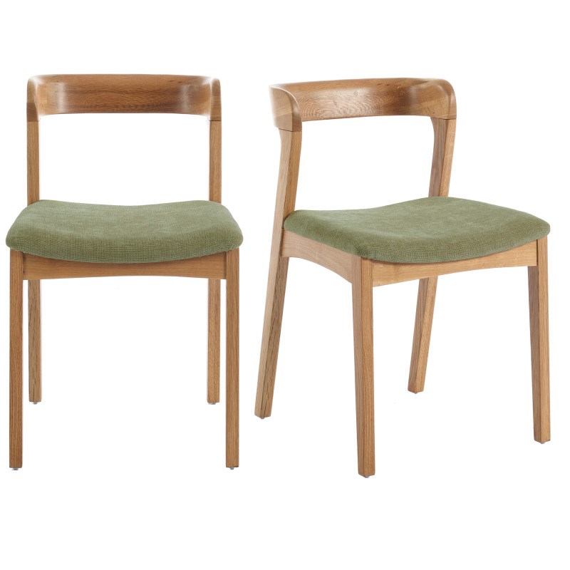 Moloo - Tina-chaise en chêne massif et tissu bliss sauge (x2)